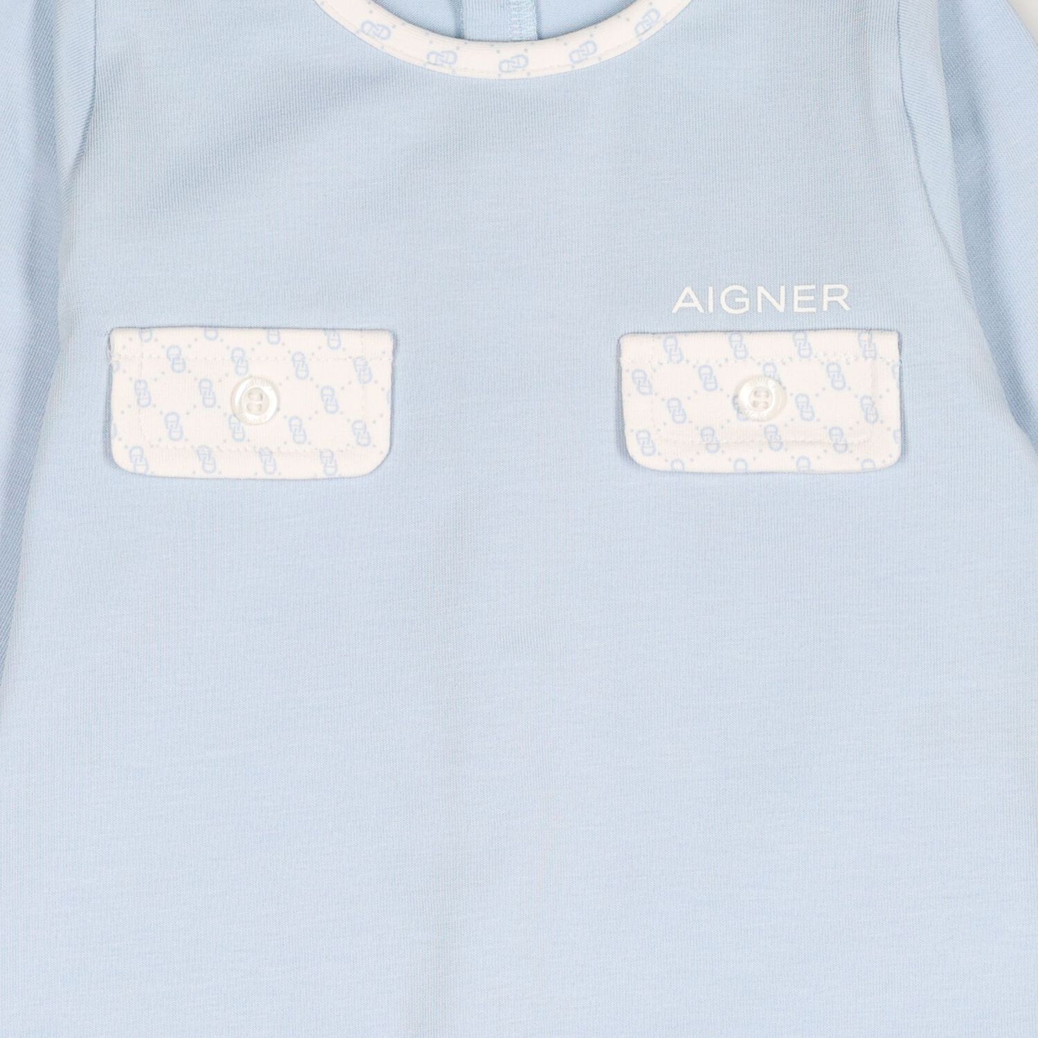 Baby Boys Blue Logo Babygrow, 1, hi-res