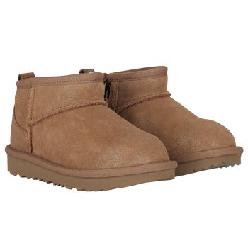 Younger Girls Chestnut Brown Classic Ultra Mini Suede Boots