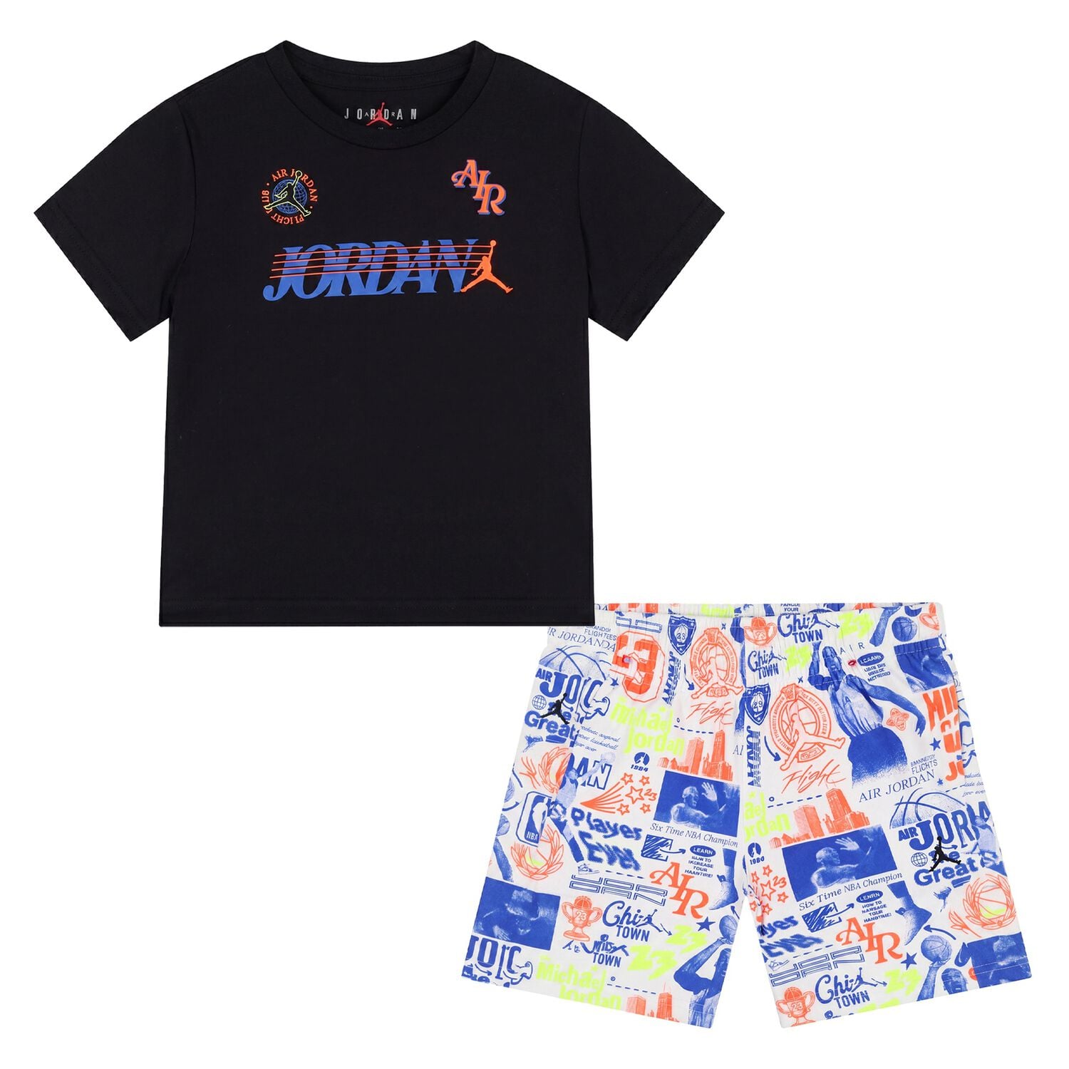 Boys Black & White Jordan Logo Shorts Set, 1, hi-res