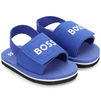Younger Boys Blue Logo Sandals