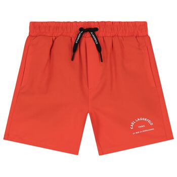 Boys Orange Logo Swim Shorts