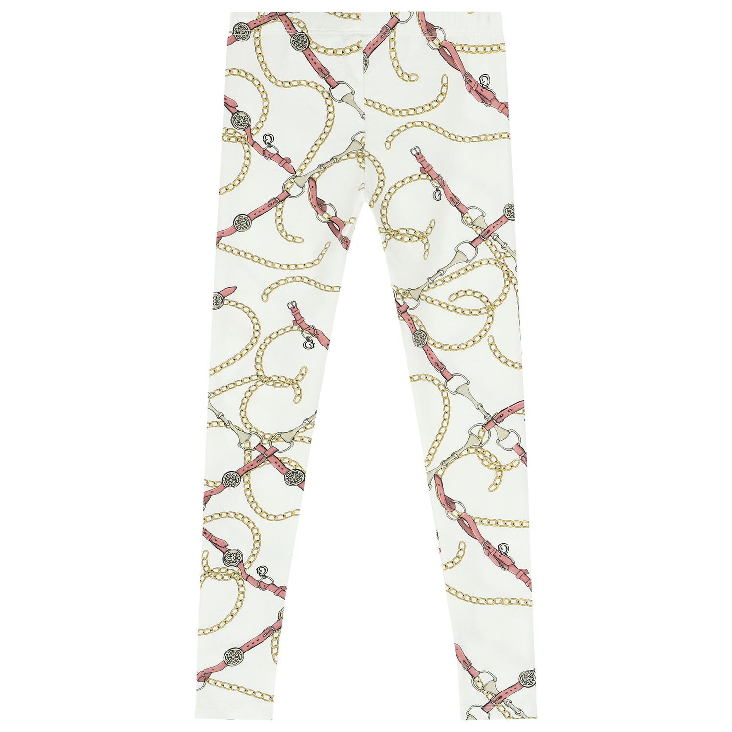 Girls White Logo Leggings, 1, hi-res