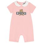 Baby Girls Pink Teddy Bear Logo Romper, 4, hi-res