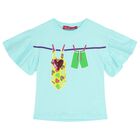 Girls Aqua Embellished Top, 1, hi-res