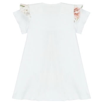 Baby Girls White Floral Bodysuit Dress