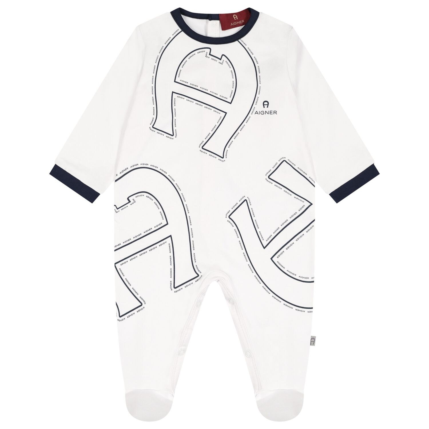 Baby Boys White Logo Babygrow, 1, hi-res