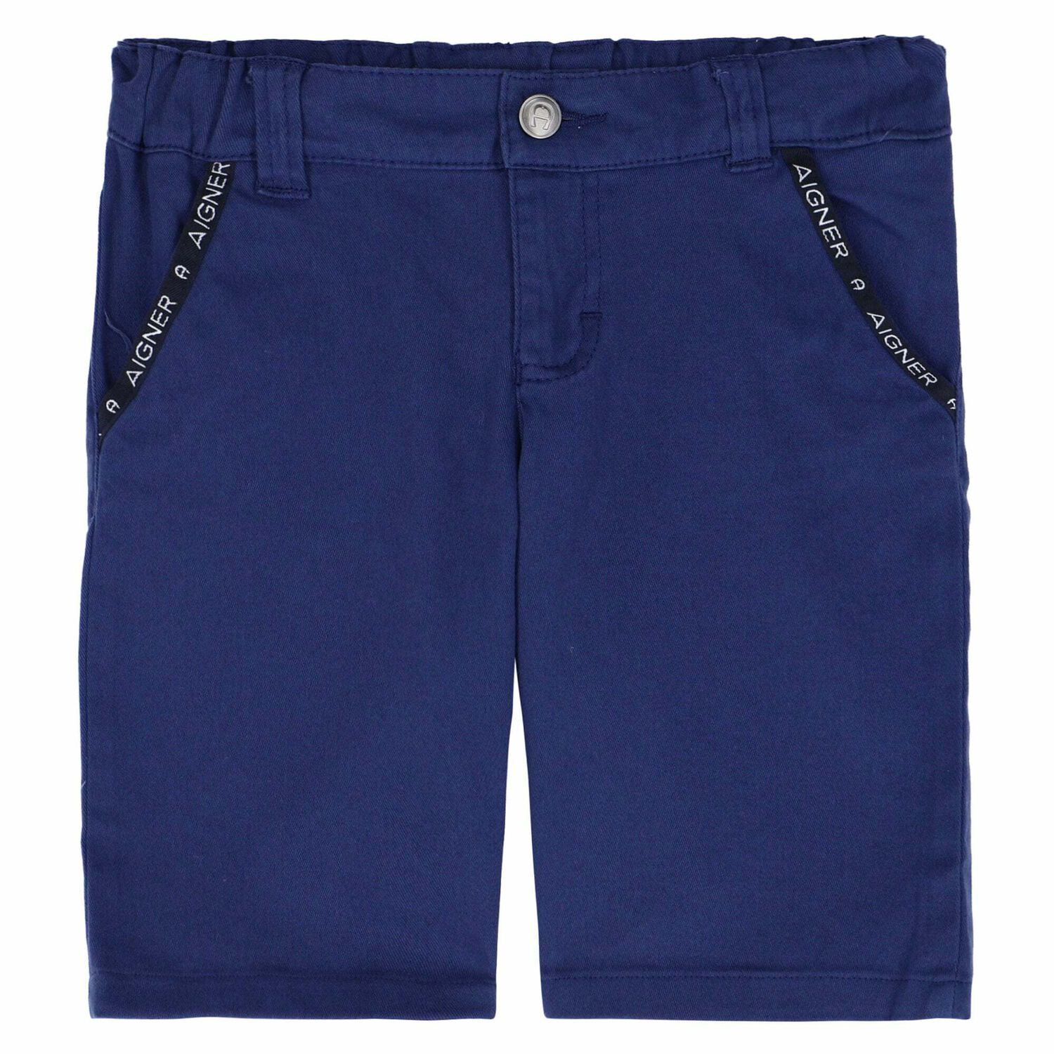 Boys Blue Logo Cotton Bermuda Shorts, 1, hi-res