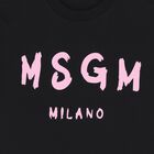 تي شيرت بناتي أسود بشعار, 4, hi-res