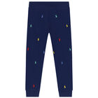 Boys Navy Blue Logo Joggers, 1, hi-res