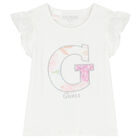 Girls White & Pink Floral Skirt Set, 1, hi-res