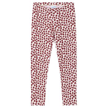 Girls Ivory & Red Heart Leggings