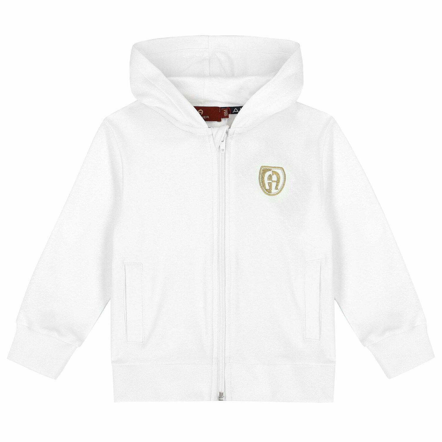 Younger Boys White Logo Zip Up Top, 1, hi-res image number null
