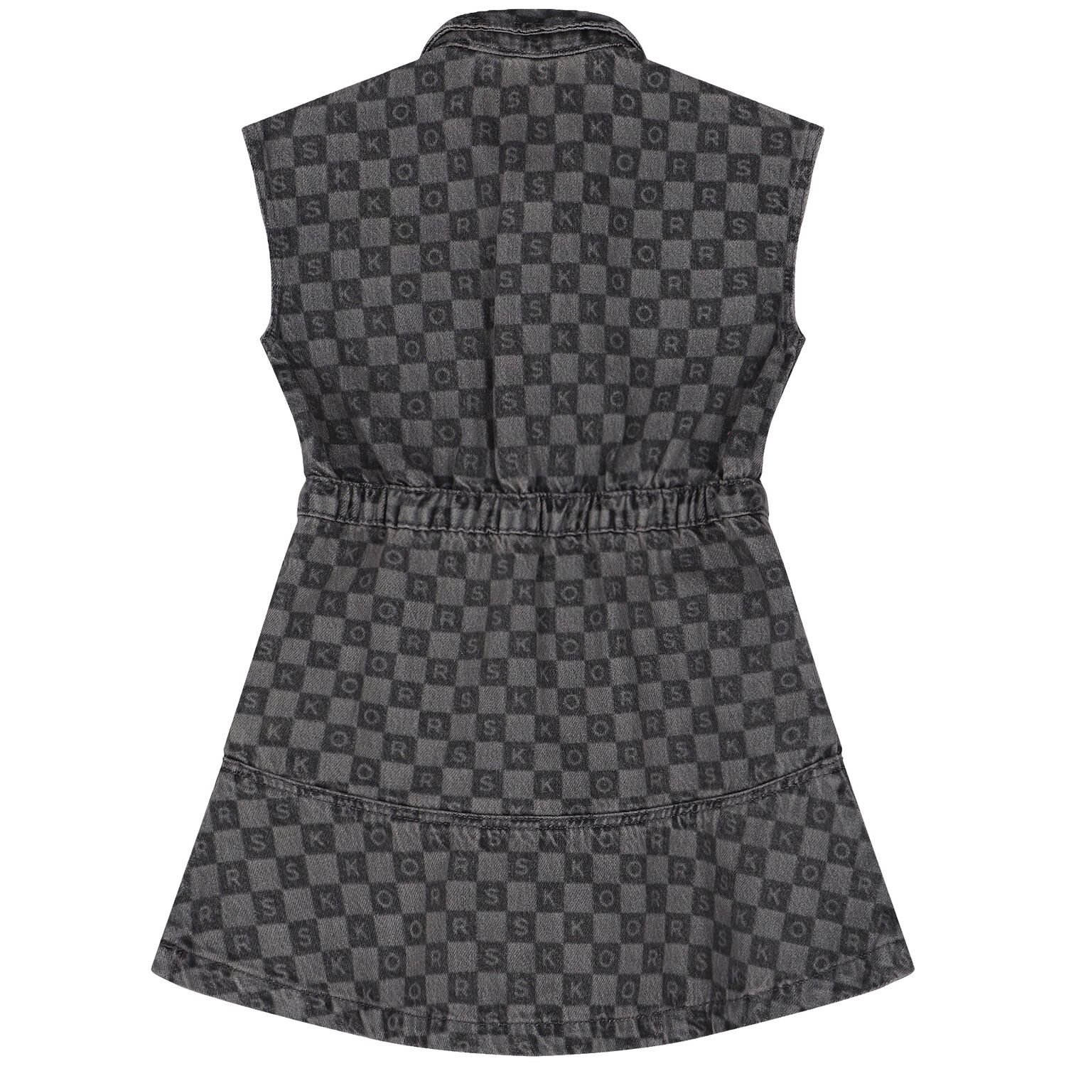 فستان بنات جينز مينى-مى بالشعار باللون الرمادى, 1, hi-res