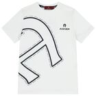 طقم شورت للأولاد بالشعار باللون الابيض والكحلي, 1, hi-res