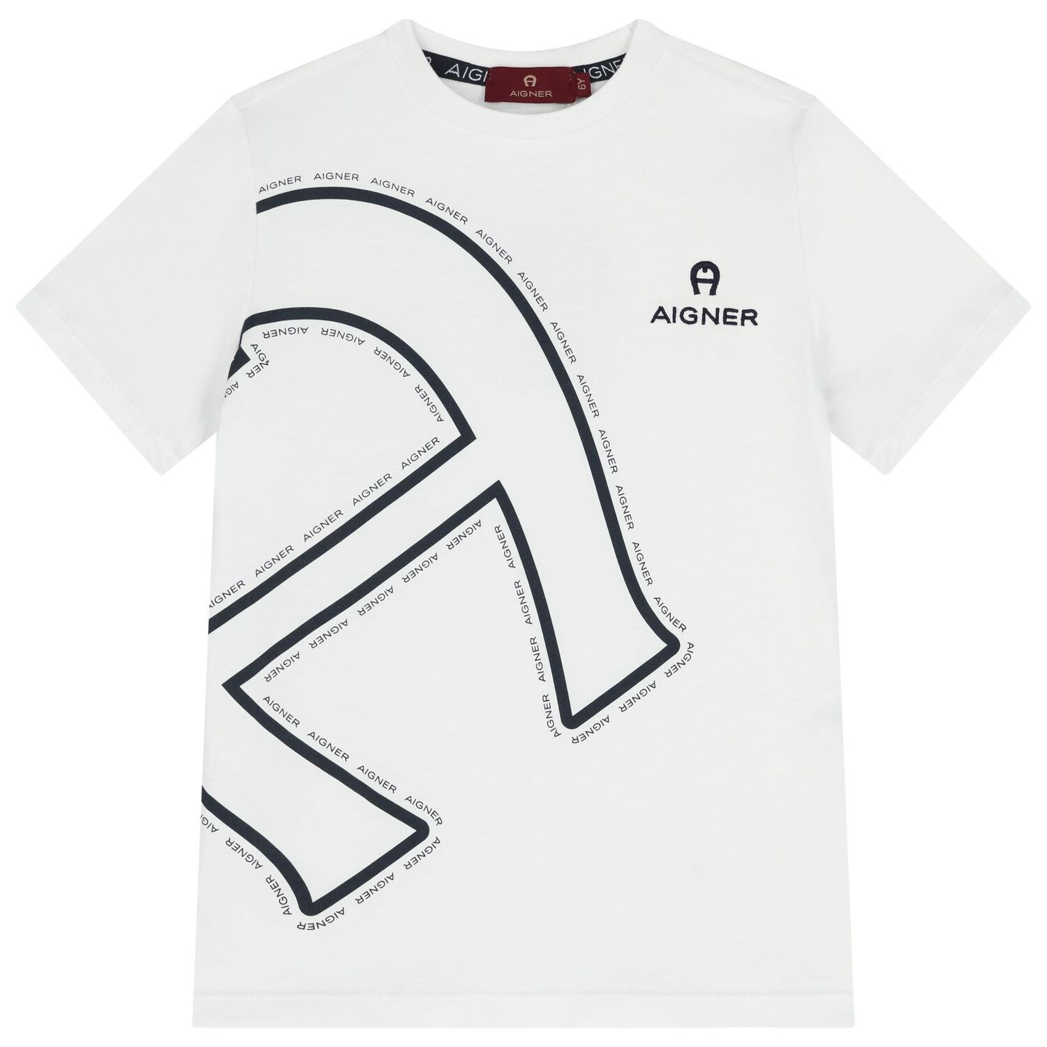 طقم شورت للأولاد بالشعار باللون الابيض والكحلي, 1, hi-res