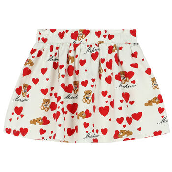 Girls Ivory Teddy Bear & Heart Dress