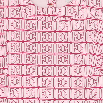 Girls Ivory & Pink Logo Dress
