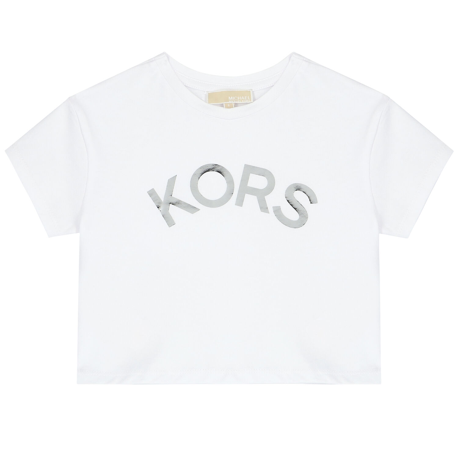 Girls White & Silver Logo T-Shirt, 1, hi-res