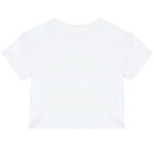 Girls White & Silver Logo T-Shirt, 1, hi-res