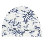 Ivory & Navy Blue Toile De Jouy Baby Hat, 1, hi-res