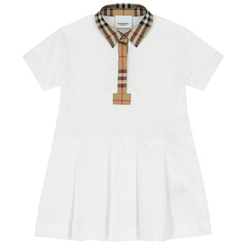 Baby Girls White Check Polo Dress