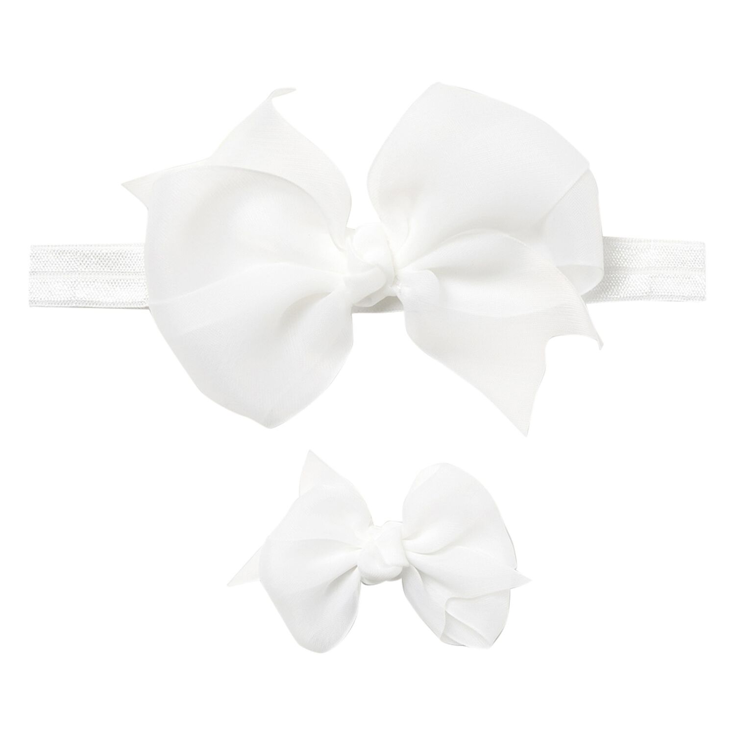 Girls White Bow Headband set, 2, hi-res image number null
