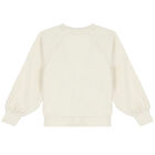سويت شيرت بالشعار باللون العاجي للبنات, 1, hi-res