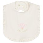 Baby Girls Ivory Logo Ruffled Bib, 1, hi-res
