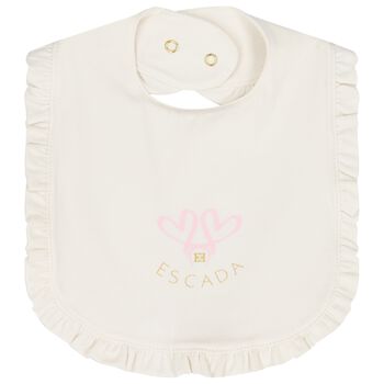 Baby Girls Ivory Logo Ruffled Bib