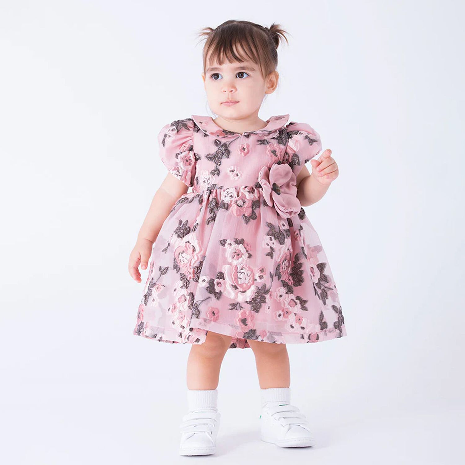 Younger Girls Pink Floral Dress, 1, hi-res image number null