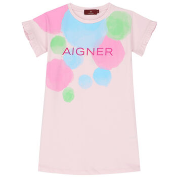 Aigner Girls Pink Logo Dress, 1 Girls Pink Logo Dress