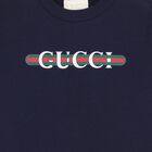 سويت شيرت أولاد بالشعار وخطوط ويب باللون الكحلى , 1, hi-res