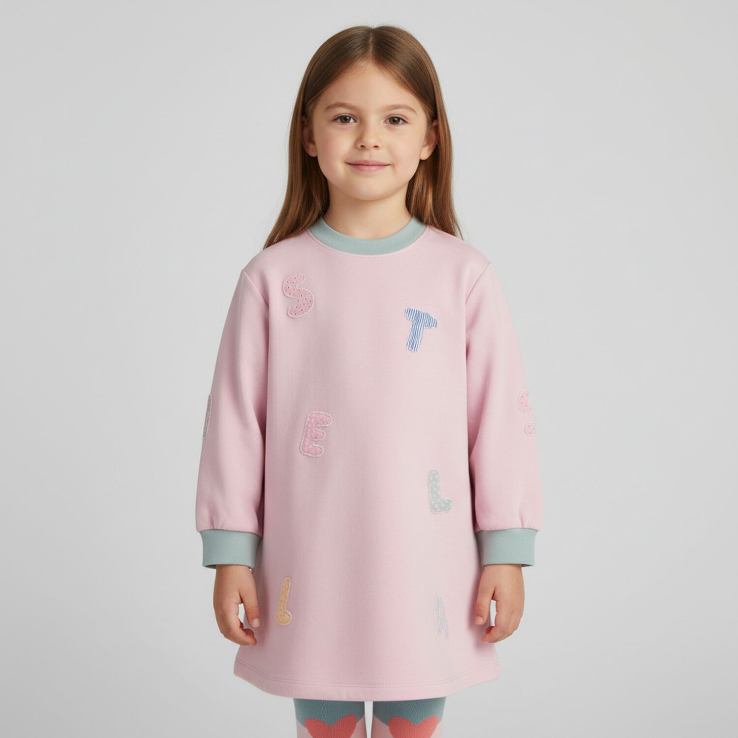 Girls Pink Logo Dress, 1, hi-res