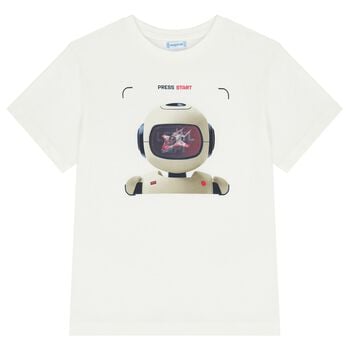 Boys Ivory Robot T-Shirt