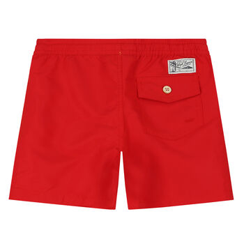 Boys Red Logo Swim Shorts