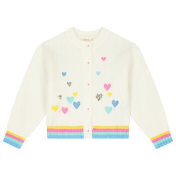 Girls Ivory Embroidered Sequin Knitted Cardigan