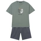 Boys Green & Grey Shorts Set, 2, hi-res