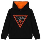 Boys Black Logo Hooded Top, 2, hi-res