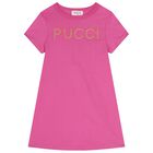 Girls Pink Logo T-Shirt Dress , 1, hi-res