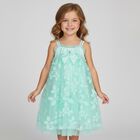 Girls Green Appliqued Tulle Dress, 1, hi-res