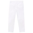 Boys White Chino Trousers, 2, hi-res