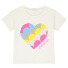 Girls Ivory Logo Heart T-Shirt, 1, hi-res
