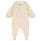 Beige Teddy Bear Logo Babygrow, 1, hi-res