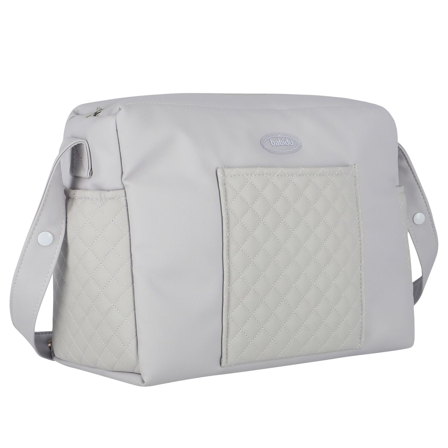 Grey Quilted Baby Changing Bag, 1, hi-res