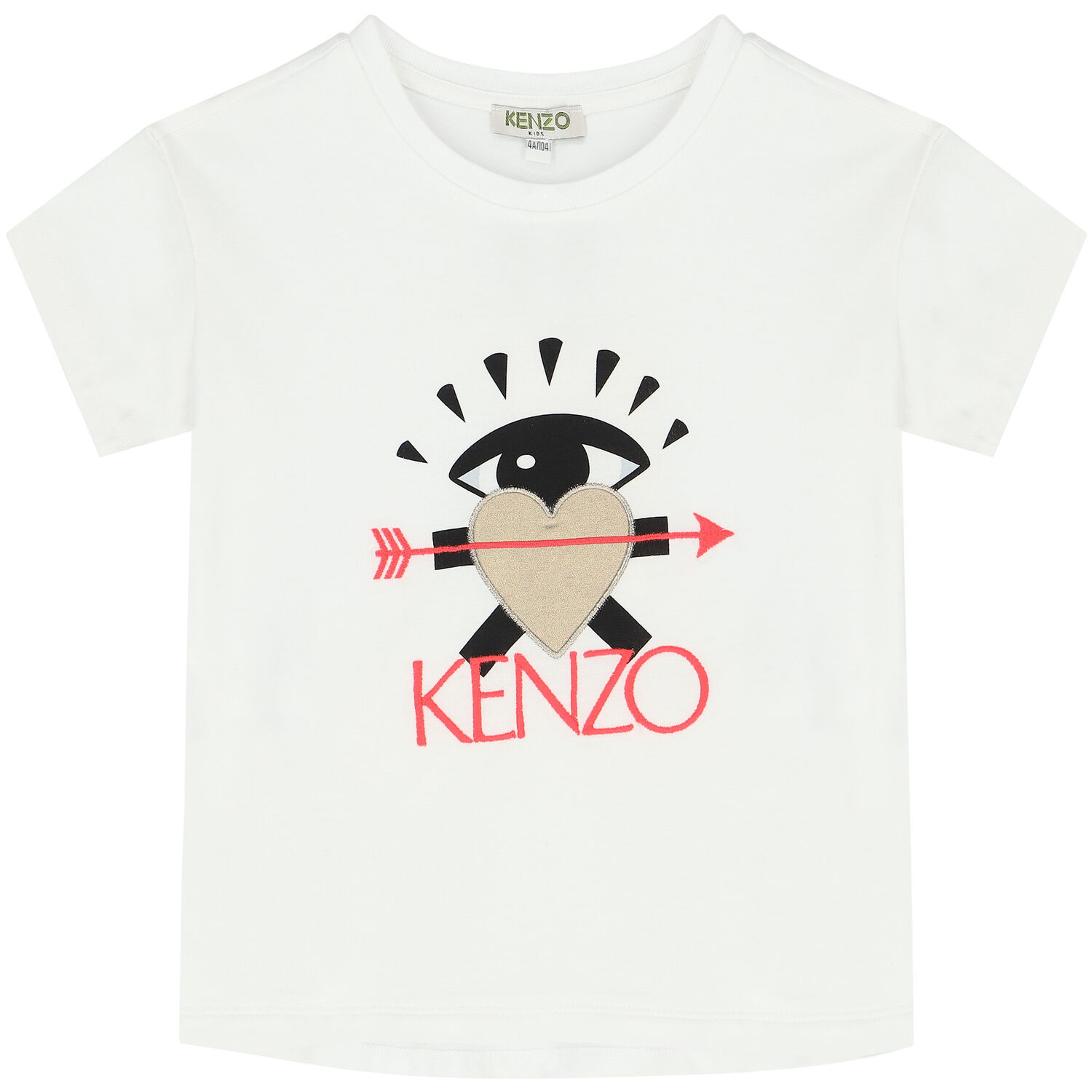 تيشيرت بالشعار باللون الابيض والذهبى للبنات, 1, hi-res image number null