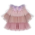 Girls Pink & Purple Tiered Tulle Dress, 1, hi-res
