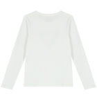 Girls White Logo Long Sleeve Top, 3, hi-res