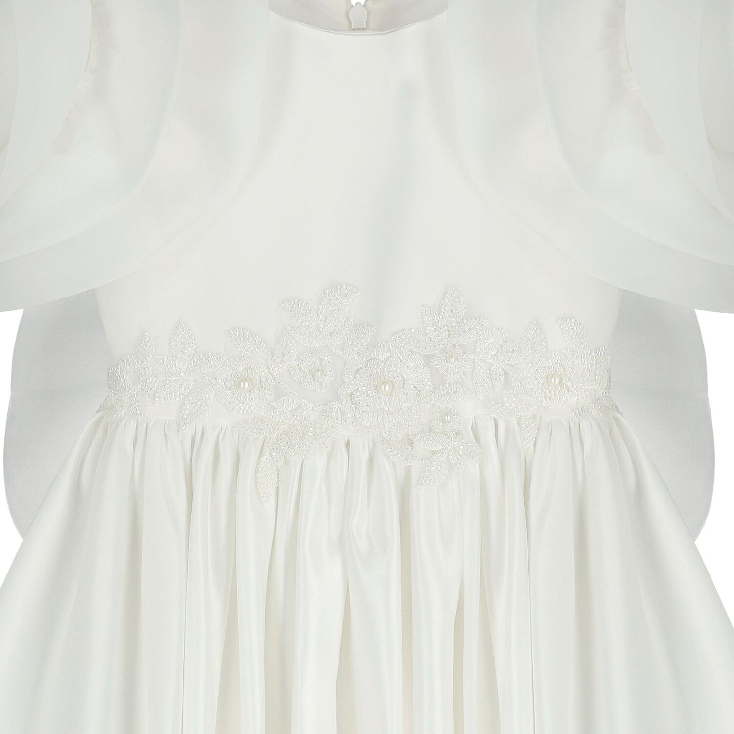 Girls Mirana White 3D Rose Sleeve Tulle Dress, 1, hi-res