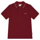 Boys Burgundy Logo Polo Shirt, 1, hi-res