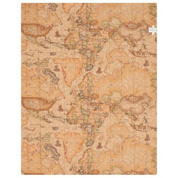 Baby Boys Navy Blue & Beige Geo Map Baby Blanket